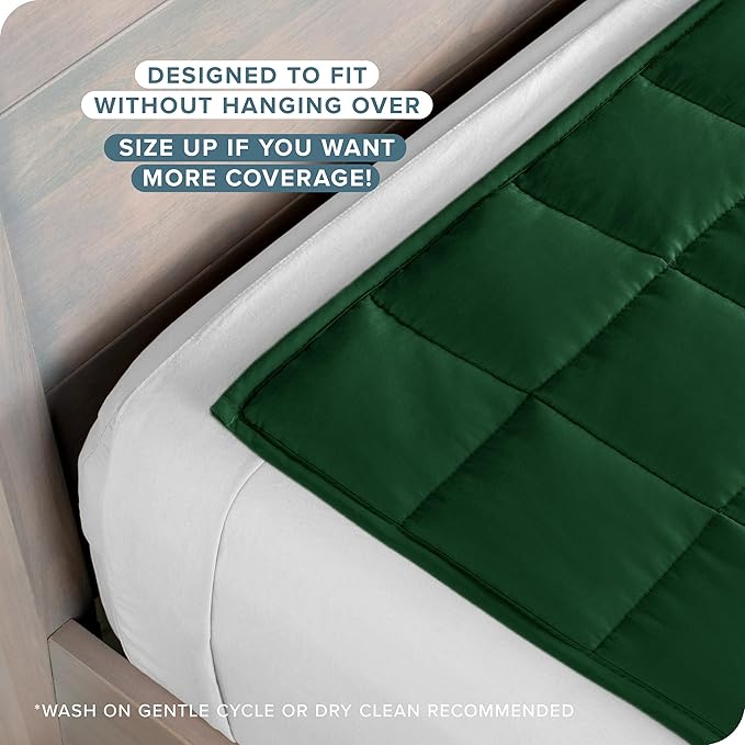 Bare Home Weighted Blanket Full or Queen Size 15lb (48" x 72") for Adults - All-Natural 100% Cotton - Premium Heavy Blanket Nontoxic Glass Beads (Forest Green, 48"x72")