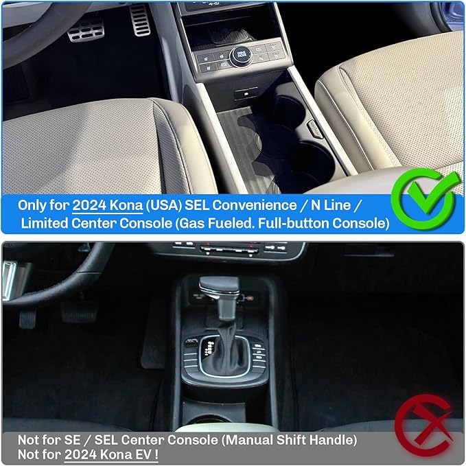 SXCY Fit for 2024 2025 2026 Hyundai Kona Center Console Organizer for 2024-2026 Hyundai Kona SEL Conv./ N-line Limited Accessories Console Organizer Tray 2024+ Kona Cupholder Console Organizer Red