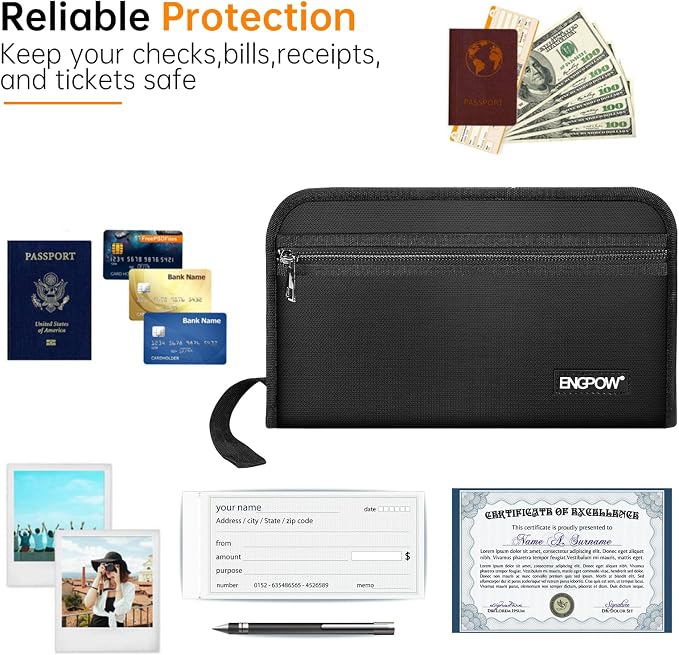 ENGPOW Fireproof Receipt Bill Coupon Organizer with 13 Colorful Pockets | Expanding File Organizer with Labels,Portable Money Storage Holder,Home Office Travel Supplies,A5 Size,(11.4" x 6.7")