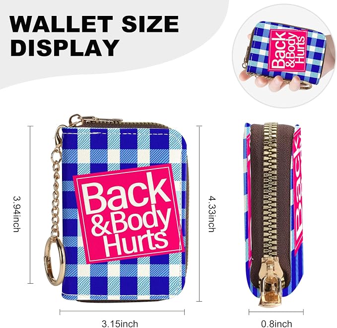 Credit Card Holder for Women,Small Rfid Wallet with Keychain Zipper,Cute PU Leather Card Case Wallet，Accordion Credit Card Wallets Gift,Blue Checkered Pattern