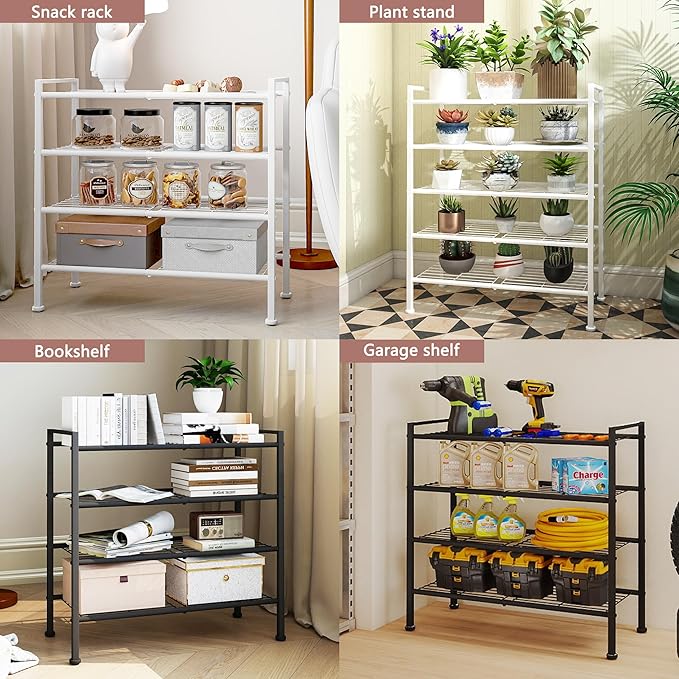 5-Tier Shoe Rack, Metal Storage Shelves for Closet Entryway | Tall Narrow Unit for Small Spaces, Multi-Purpose Organizer for Bedroom Garage, Easy Assembly, Black