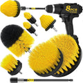 Holikme 8Piece Drill Brush Attachment Set - Power Scrubber Cleaning Kit | Nylon Fibers, Power Scrubber Attachments for Tile, Shower, Floors, Kitchen and Auto Interior Care, Cleaning Tools, Yellow