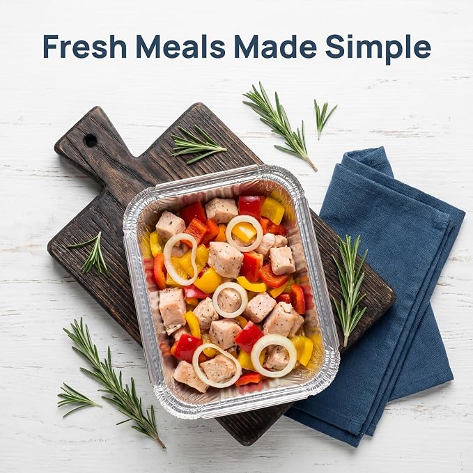60 Pack Disposable Aluminum Pans with Lids, 10x7.5 and 7.3x5.3 Square 6.9x4.3 Square Combo Set, Disposable Baking and Cake Pan