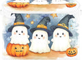 Cute Cartoon Ghosts Storage Bins with Lids and Carrying Handle,Foldable Storage Boxes Organizer Containers Baskets Cube with Cover for Home Bedroom Closet Office