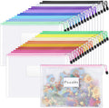 Sooez 32 Pack Mesh Zipper Pouch Bags, A4 Letter Size, Zipper Bags with Label Pocket, Waterproof Bag for Classroom Organizer, School Office Teacher Supplies, Storage Pouches for Board Game Toy Storage