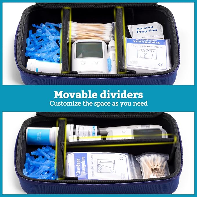 ProCase Diabetes Travel Case for Diabetic Supplies -Navy | Hard Storage Bag for Glucose Meter, Insulin Pen, Test Strips, Syringes, Needles & More; Organizer for Diabetic Care Kits