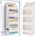 WISELIFE Over The Door Organizer Storage with 4 Large Pockets Door Hanging Organizer with Clear Windows behind The Door Storage for Nursery Bedroom Bathroom Pantry Closet and Baby Essentials Beige