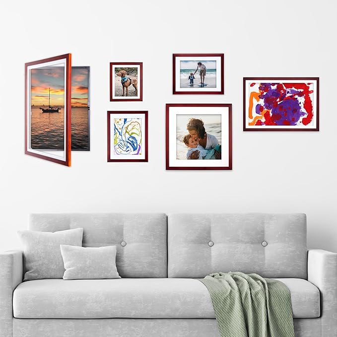 Dynamic Frames Li’l Davinci Front-Open 2-Pack Kids Art Frames, Wooden Frames for 8.5x11 Artwork, Prints & Certificates, Store up to 50 per Frame, 11.75 x 14.75 Outer Dimensions, Cherry