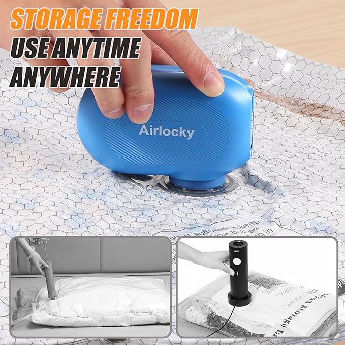 Travel Vacuum Storage Bags with Pump, 16 Pack Carry-on Compression Packing Bags + Portable Electric Pump, 80% Space Saver of Clothes, Vacuum Seal Bags for Clothing Travel Luggage