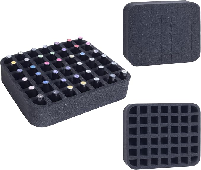 Nail Polish Organizer Holder Foam Pad with Slots for Storage 42 Bottles (15ml/0.5fl.oz) Nail Polish or Essential Oil Tray for Drawers Black