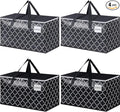 Extra Large Moving Bags, Heavy-Duty Storage Totes with Zipper Top and Sturdy Handles, Moving Supplies for Space Saving and Packing, Collapsible Storage Bags, Black & Gray, 88L, 4-Pack