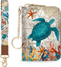 Blusabaca Women Credit Card Holder, Small RFID Wallet with Wristlet Strap | Removable Keychain, Case with Zipper, Vegan PU Leather, Cash Coin Pocket, Business Accordion Purse, Ladies Female Gift
