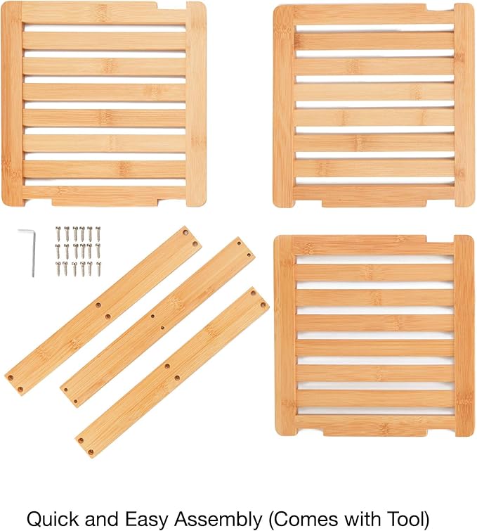 Bamboo Corner Shelf, 3 Tier, 10 x 10 inch, 11.5 inches high