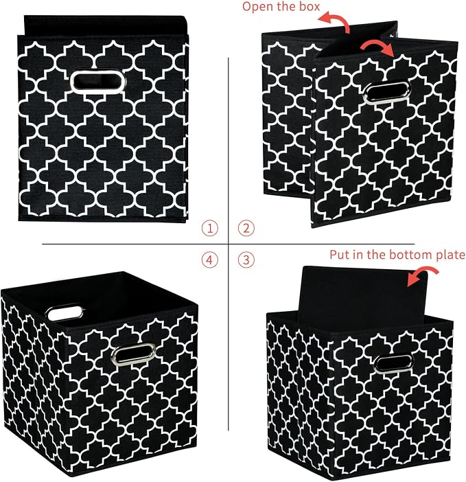 Fabric Cloth Storage Bins,Fabric Cube Organizer with Dual Handles Foldable Cube Storage Baskets for Home Bedroom Storage,Set of 3,(Black light)