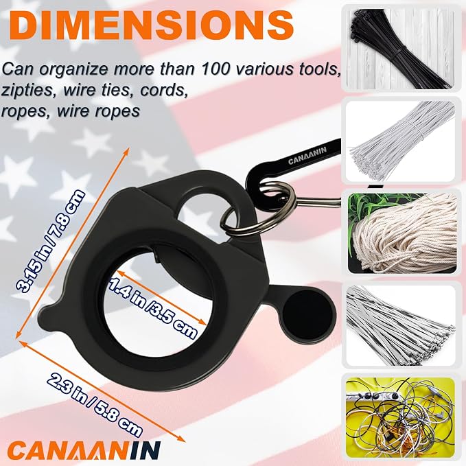 Zip Tie Holder Cable Tie Holder Heavy-Duty Colored Upgraded Carabiner Clip for Tool Belt Organized Strong Efficient for Electrician Tool Storage Reusable Portable(Gray, 2 Piece)