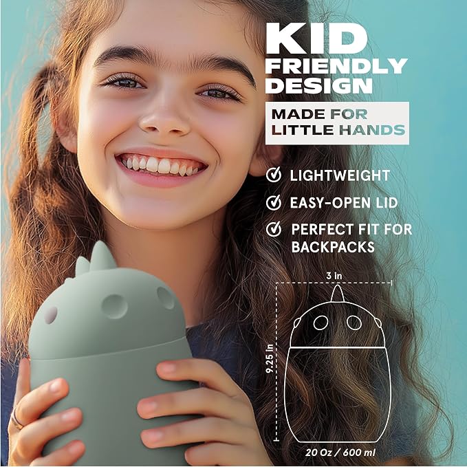 asobu Bestie Foodie Kids Insulated Food Jar – Cute Character Lunch Container for Children, BPA-Free Stainless Steel, Leakproof & Vacuum Sealed, Keeps Food Hot or Cold, Easy to Clean, 16oz