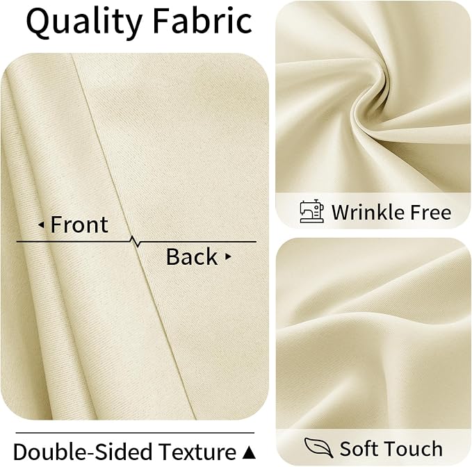 Vatge Magnetic Door Curtain with Rod - W52 x L82, 1 Panel, Light Beige | Door Curtain for Doorways, Room Divider for Living Room