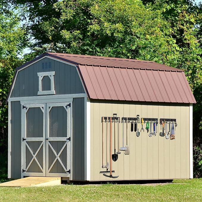 LEYU Metal Garage Tool Organizer Wall Mount, 4 Pack Garden Tool Organizer With Extension Cord Straps, Garage Organization Hooks and Hangers for Shed, Yard Storage, Wall Holder for Hanging Broom Mop