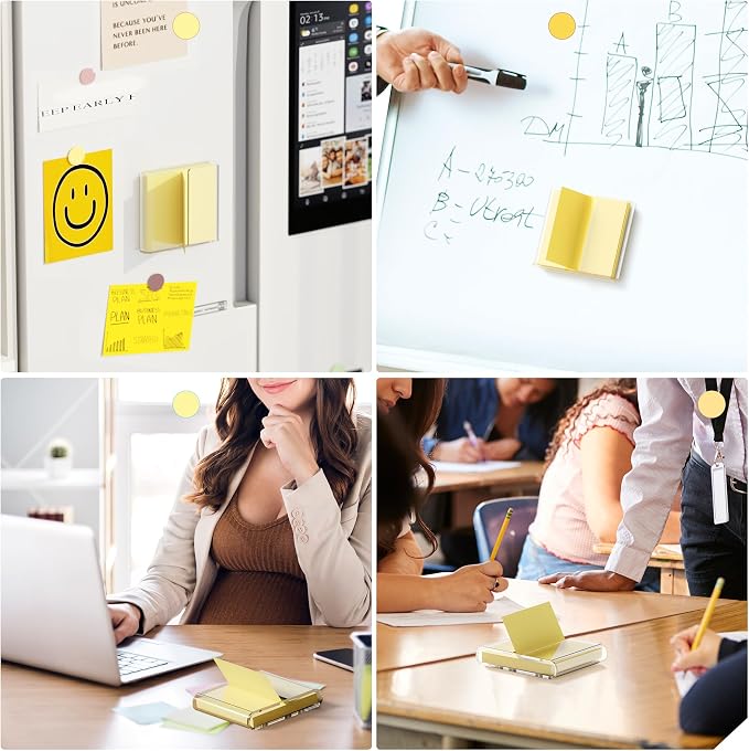 Sticky Note Dispenser, Magnetic Sticky Note Holder for Post It Notes, 3 x 3 Inch Sticky Note Organizer for Office Home Classroom, Transparent, Acrylic