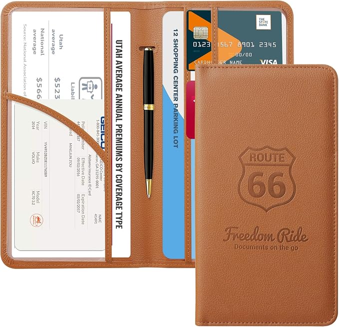 CoBak Car Registration and Insurance Holder | Vehicle Glove Box Organizer, Auto Truck Compartment Document Case with Magnetic Closure for Insurance & Driver License