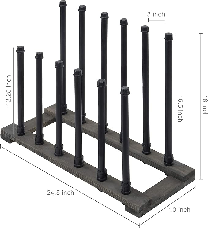 MyGift Rustic Wood Entryway Boot Rack Organizer Tall Boots Inverter Holder - Holds up to 6 Pairs (Vintage Gray Wood & Black Metal Material Wood, Metal)