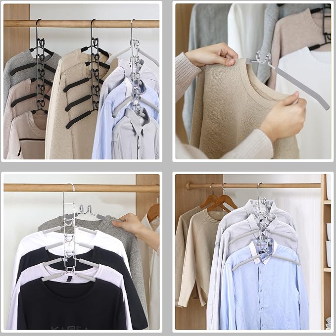Space Saving Hangers for Clothes 2 Pack Closet Storage | Heavy Duty Non-slip Foam Padded, Detachable Design. Fits Shirts, Coats, Suits. Perfect Storage for Dorms & Apartments