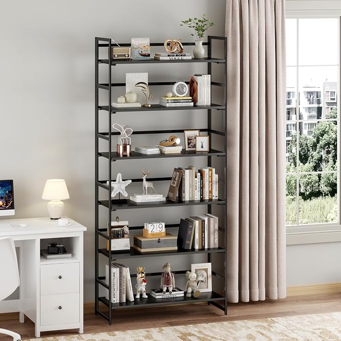 BHG Vintage Multifunctional Folding Bookshelf, No-Assembly Plant Stand Storage Rack Shelves for Home Office