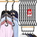 24 Pack Hangers Space Saving Magic Plastic Hanger Organizer Shirt Space Saving Hangers, Multi Clothes Hangers Space Saver for Closet Organizers Storage College Dorm Room Essentials, Dark Black