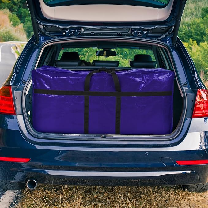 4 Pcs 66 Gallon Extra Large Moving Bags Heavy Duty Storage Bag with Strong Zipper Handle Foldable XXL Jumbo Storage Tote Packing Moving Box for College Dorm Travel Cloth Duffle (Navy Blue)