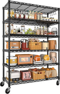 79''H Wire Shelving 1500lbs 6 Tier Storage Shelves with Wheels NSF Certified Heavy Duty Steel Metal Shelf Adjustable Rolling Rack Kitchen Garage Closet Pantry Laundry 36" Wx16 Dx79 H