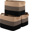 OIASKET Storage Basket for Organizing, Woven Baskets for Storage, Rectangle Decorative Baskets for Shleves, Closet, Toys, Books, Nursery Organizer Bins - Pack of 3 (Black & Brown, 13"x9.85"x8.7")