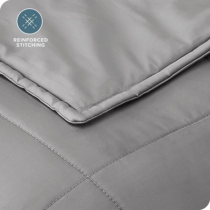 Bare Home Weighted Blanket All-Natural 100% Cotton with Nontoxic Glass Beads 60"x80" 22lbs, Light Grey