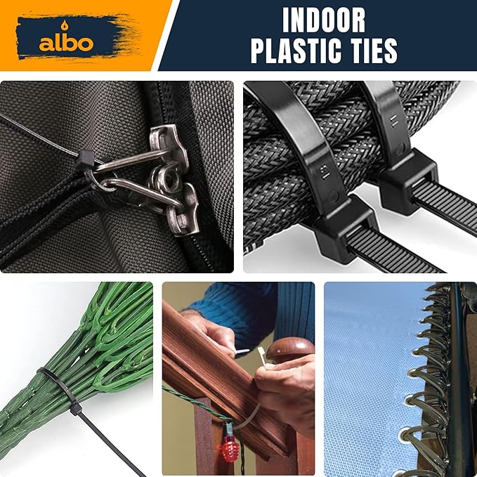 ALBO Zip Ties White 12 Inch 1000 Pack 50 lb, Long Plastic Cable Ties Thick 0.19 Inch Tie Wraps Heavy Duty UV Resistant Nylon Wire Ties for Indoor and Outdoor