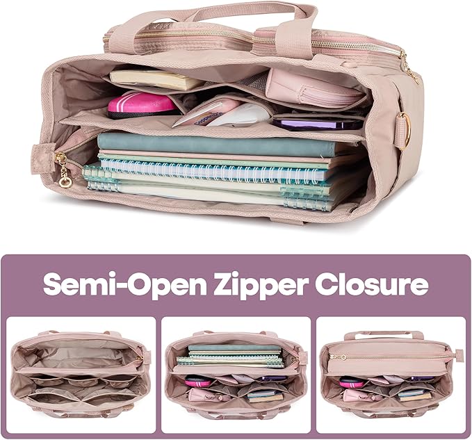 Teamoy Journal Supplies Storage Case, Journal Bag Planner Case, Pink | Quilted Stationery Bag with Shoulder Strap, Large Travel Organizer for B5 Notebooks, Planner, Pens, and Journal Accessories