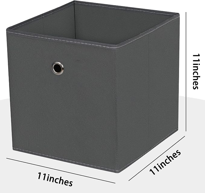 Foldable Storage Cubes Bins ,11 Inch Cloth Storage Cube Fabric Storage Box Cubes Organizer Baskets with Handles for Home Organizer Set of 10 (Grey)
