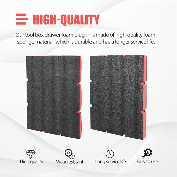48-22-8452 Packout Foam Tool Organizer Inserts Compatible with Milwau-kee | 48-22-8442 and 48-22-84432 Drawer Boxes ,2 Pack Black/Red