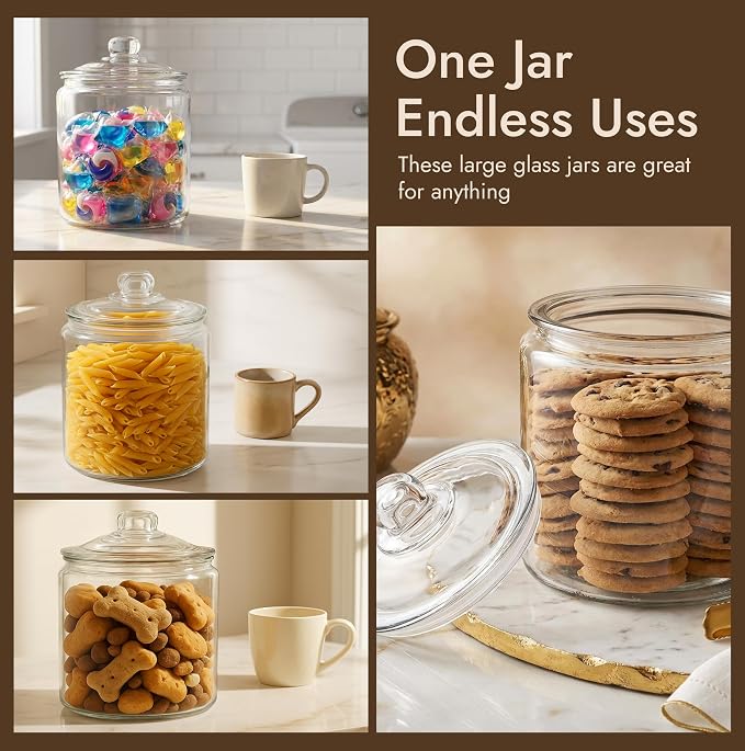 kitchentoolz 1 Gallon Glass Cookie Jar with Lid & Candy Jar | Glass Jars | Large Glass Jar with Lid | Gallon Glass Cookie Jars with Lids Airtight Food Storage Container & Apothecary Jars | Big Jar