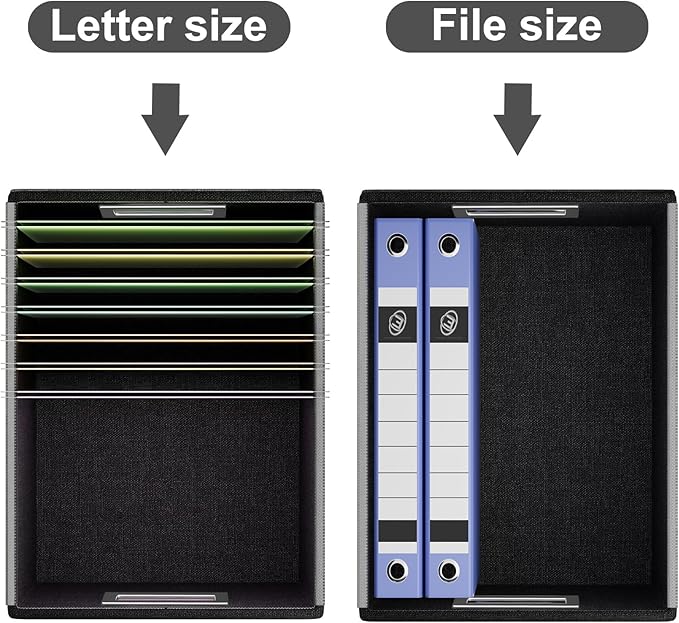 Huolewa Portable Leather File Organizer Boxes with Lids, Office Document Boxes Organizer, Filing Boxes, Decorative Small File Boxes for Hanging Files, File Cabinet for Office/Home - 4 Pack