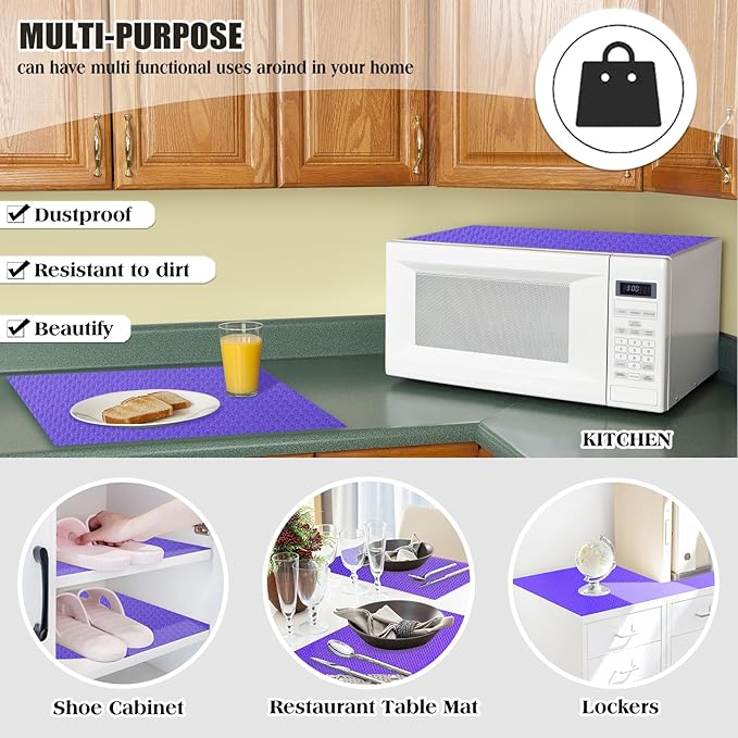 10Pcs Refrigerator Liners, Washable Fridge Liner Shelf Mats Refrigerator Pads for Cupboard Cabinet Drawer Home Kitchen Accessories Organization (Purple)