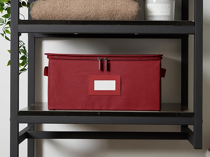 Covermates Keepsakes Zip-Top Storage Box Set, 3 Pack Heavy Duty Polyester Organizer Bins, Stackable Design, ID Window, Reinforced Handles, Closet Home Storage, Red Heather