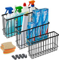 Kitchen Cabinet Door Organizer 3 pack, Lid Organizers Inside Cabinet with 2 Sponges, Foil and Plastic Wrap Organizer with 4 Hooks, for Aluminum Foil, Plastic Wrap, Black, (Small, Medium, Large)