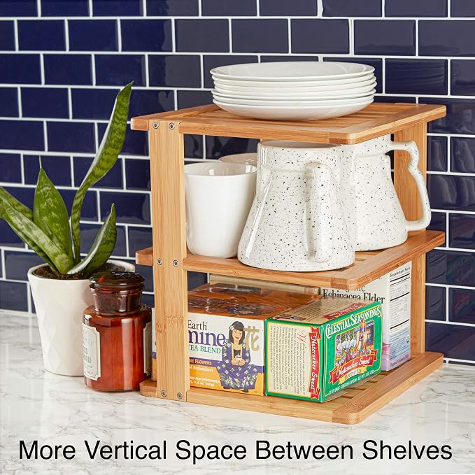Bamboo Corner Shelf, 3 Tier, 10 x 10 inch, 11.5 inches high