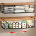 Expandable Under Cabinet Shelf, Extendable Under Shelf Storage with Removable Wire-Like Back for Pantry Cabinet, Laundry Room, Shoe Rack. (Black, 2 Pack, Interior: 5" H x 10" D)