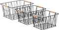 Amazon Basics Stackable Rectangular Wire Storage Baskets for Closet Organization, Set of 3, Multipurpose Home Organizer, Black