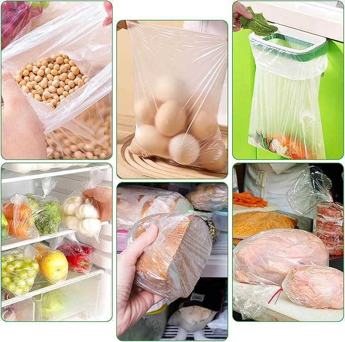 Food Bags, 14" X 20" Plastic Produce Bags Roll, Fresh-Keeping Clear Plastic Bags for Food, Fruit, Vegetable, Bread, Kitchen, freezer, Supermarket, 350 Produce Bags/Roll (1 Rolls)