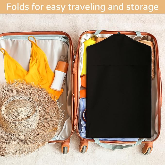 Sotiff Cotton Dress Garment Bags for Long Gowns Long Dress Travel Breathable Foldable Storage Bag Dust Proof (Black,70 x 23.6 Inch)