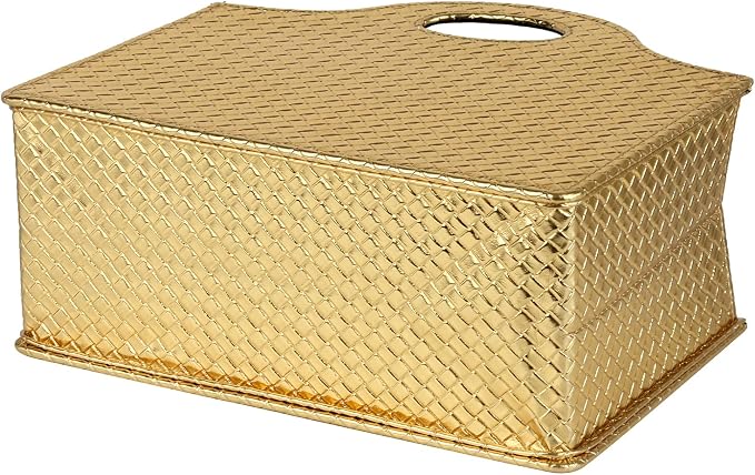 HofferRuffer Magazine Basket Holder, Foldable Magazine Rack, Document File Holder Organizer, File Folder, Newspaper Storage Bin Organizer for Home or Office (Gold)