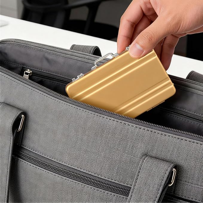Ciieeo Business Card Holder, Mini Briefcase Metal Business Card Holder Aluminum Credit Card Case Mini Briefcase Organizer Portable Case for Men Women Professional Image Waterproof