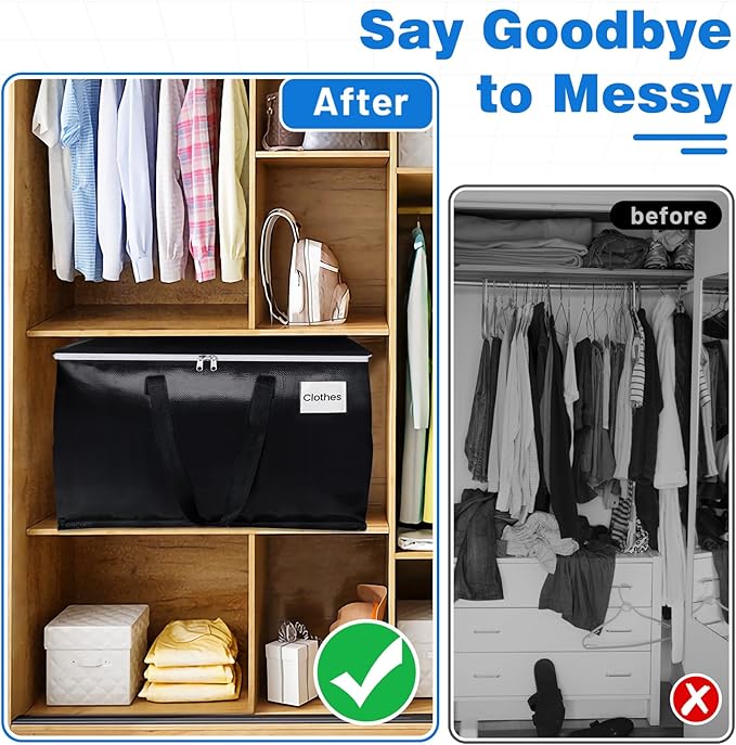StorageRight Large Moving Bags Heavy Duty Storage Totes for Storage,Packing & Moving Collapsible Moving Supplies with Large Capacity, Reinforced Zippers and Handles, 125L, 6 Packs