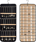 Double-Sided Hanging Jewelry Organizer 48 Pockets 21 Hooks Large Black Storage Bag Jewelry Organizer with Hanger for Closet Wall Door Tangle-Free Holder for Earrings Necklaces Rings Bracelets